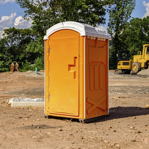 how often are the portable restrooms cleaned and serviced during a rental period in Emison